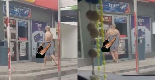 ERA MUCHO SU CALOR.. Extranjero entra a un OXXO sin ropa en Mérida