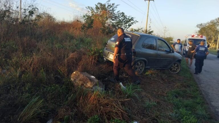Joven de Motul resulta lesionado tras accidente en la carretera Motul–Muxupip
