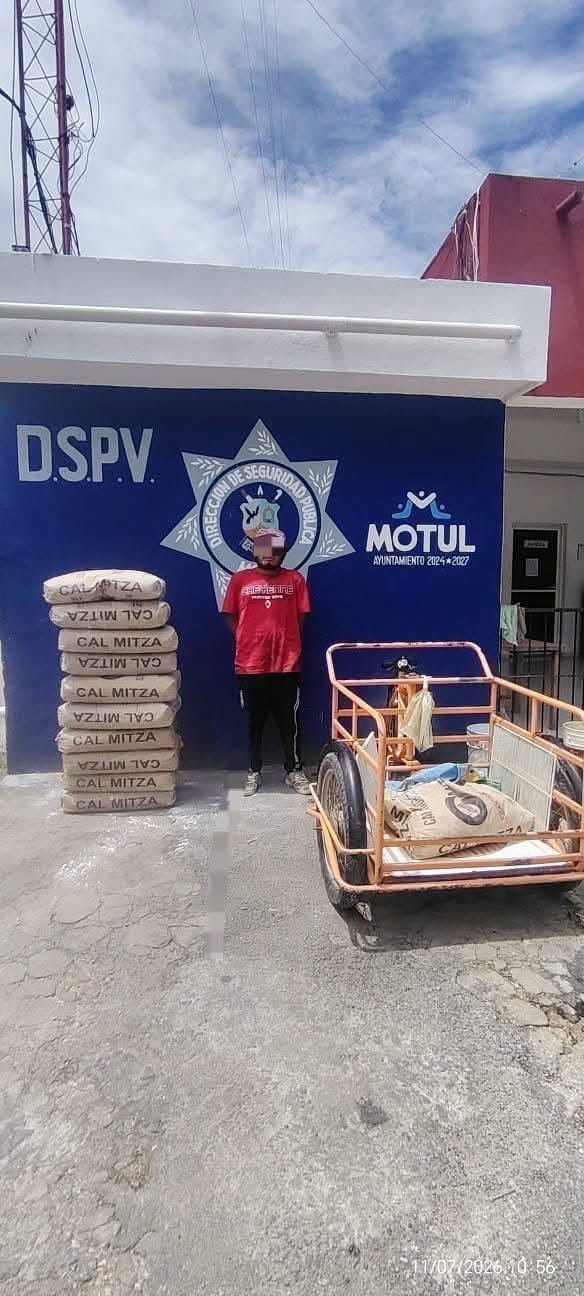 Detienen a “El Cochiloco” tras presunto robo de material para construcción en Motul